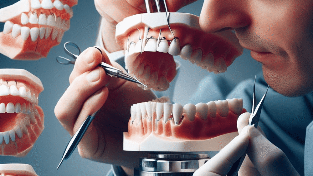 Dental professionals take precise impressions for bite registration.
